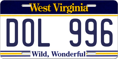WV license plate DOL996