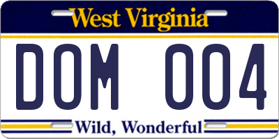 WV license plate DOM004