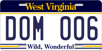 WV license plate DOM006