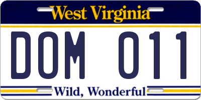 WV license plate DOM011