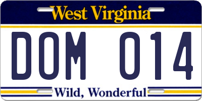 WV license plate DOM014