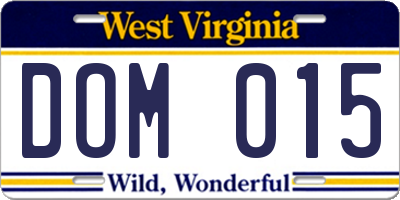 WV license plate DOM015