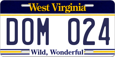 WV license plate DOM024