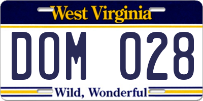 WV license plate DOM028