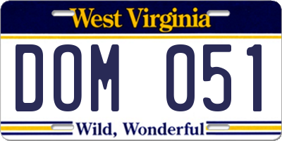 WV license plate DOM051