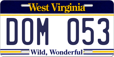 WV license plate DOM053