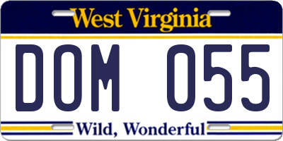 WV license plate DOM055