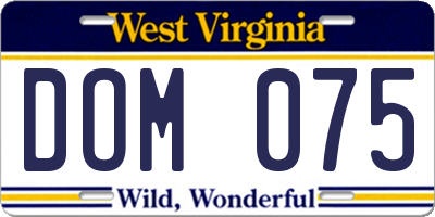 WV license plate DOM075
