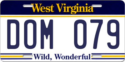 WV license plate DOM079