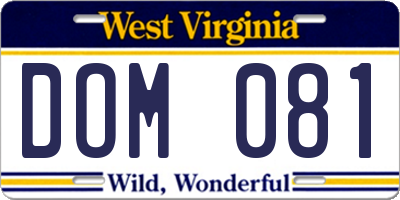 WV license plate DOM081