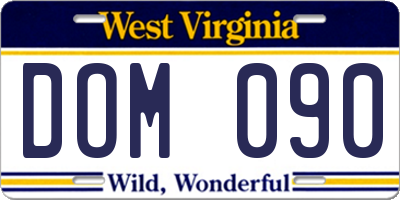 WV license plate DOM090