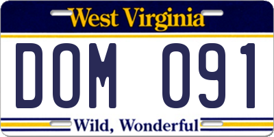 WV license plate DOM091