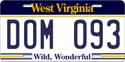 WV license plate DOM093