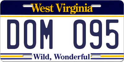 WV license plate DOM095