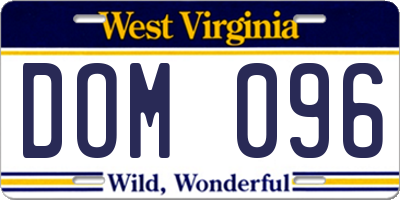 WV license plate DOM096