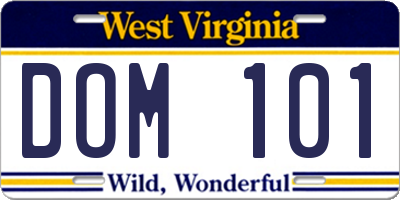 WV license plate DOM101
