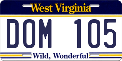 WV license plate DOM105