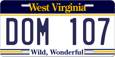 WV license plate DOM107