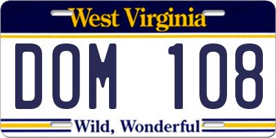 WV license plate DOM108