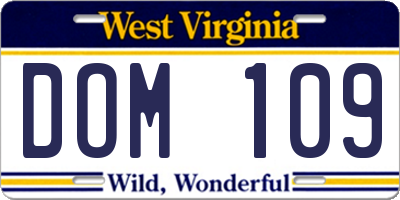 WV license plate DOM109