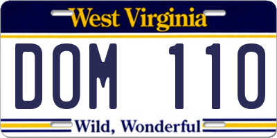 WV license plate DOM110