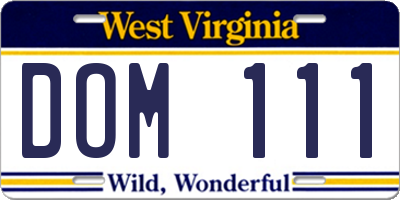 WV license plate DOM111