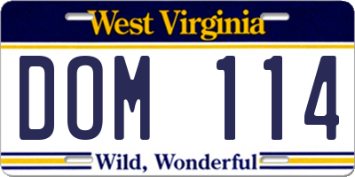 WV license plate DOM114