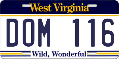 WV license plate DOM116