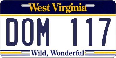 WV license plate DOM117