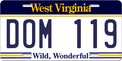 WV license plate DOM119