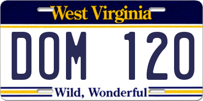WV license plate DOM120