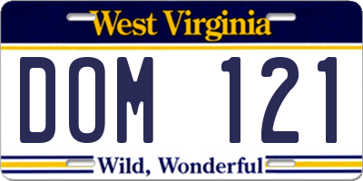WV license plate DOM121