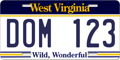 WV license plate DOM123