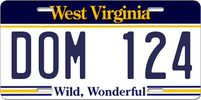 WV license plate DOM124