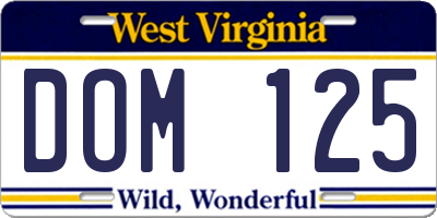 WV license plate DOM125