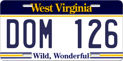 WV license plate DOM126