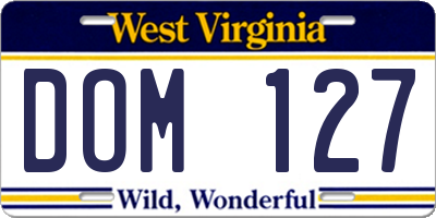 WV license plate DOM127