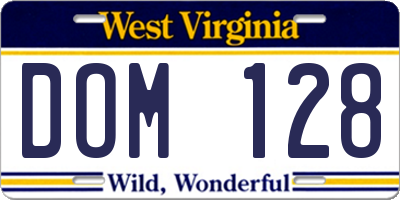 WV license plate DOM128