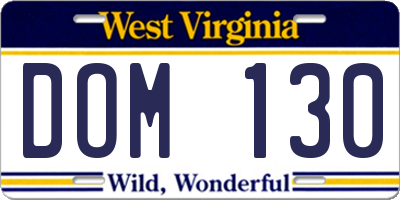 WV license plate DOM130
