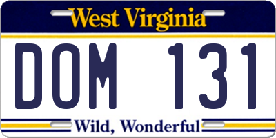 WV license plate DOM131