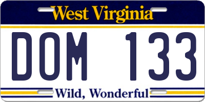 WV license plate DOM133