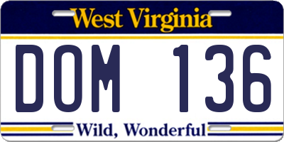 WV license plate DOM136