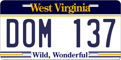 WV license plate DOM137