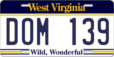 WV license plate DOM139