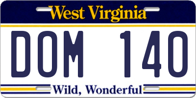 WV license plate DOM140