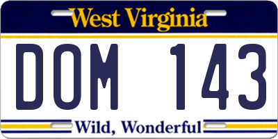 WV license plate DOM143
