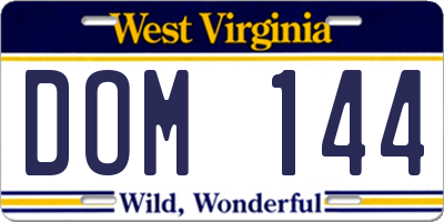 WV license plate DOM144