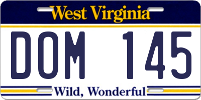 WV license plate DOM145