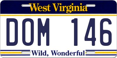 WV license plate DOM146