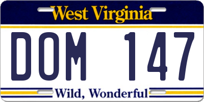 WV license plate DOM147